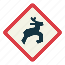 wild, animals, signaling, road, sign, notice, traffic sign
