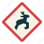 wild, animals, signaling, road, sign, notice, traffic sign 