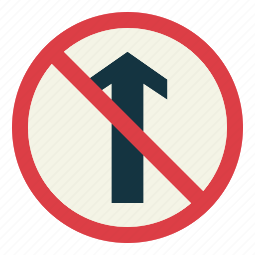 Ahead, signaling, road, sign, arrow, traffic sign, no straight icon - Download on Iconfinder