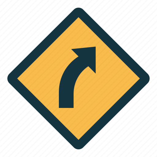 Right, curve, signaling, road, sign, arrow, traffic sign icon - Download on Iconfinder