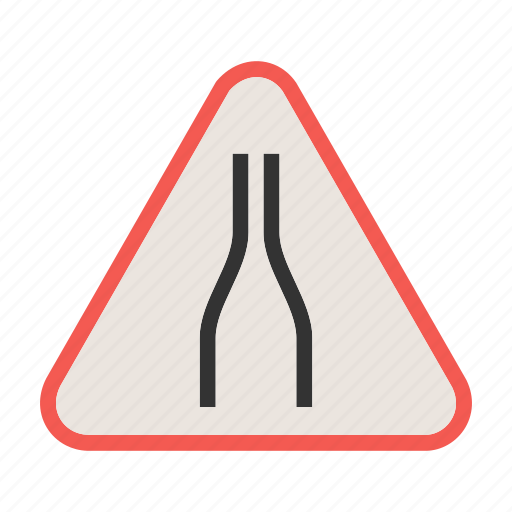 Caution, merge, narrow, road, sign, traffic, warning icon - Download on Iconfinder