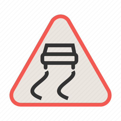 Road, sign, slippery, snow, traffic, warning, wet icon - Download on Iconfinder