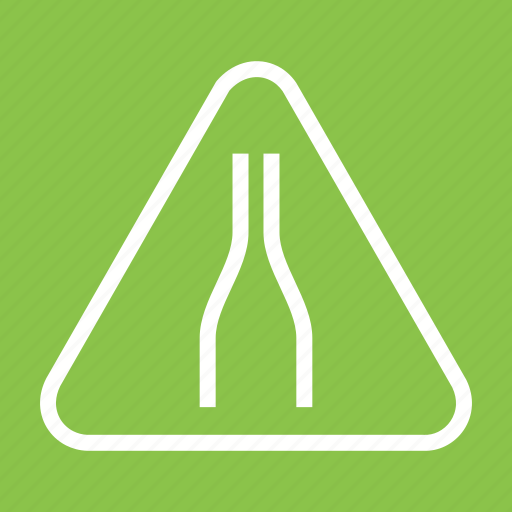 Caution, merge, narrow, road, sign, traffic, warning icon - Download on Iconfinder