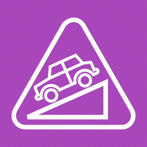 Arrow, down, downward, hill, sign, traffic, warning icon - Download on Iconfinder