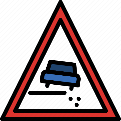 Road, sign, slippery, traffic, transport icon - Download on Iconfinder