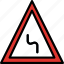 bend, left, reverse, sign, traffic, transport 