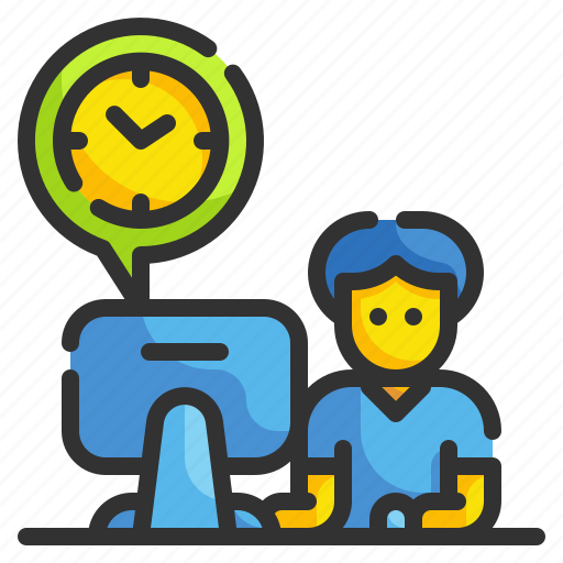 Time, working, clock, computer, office, routine, training icon - Download on Iconfinder