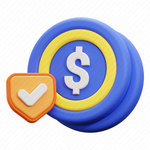 Secure, payment, protection, security, shield, money 3D illustration - Download on Iconfinder