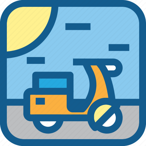 Motorcycle, sky, transportation, vehicle, vespa icon - Download on Iconfinder