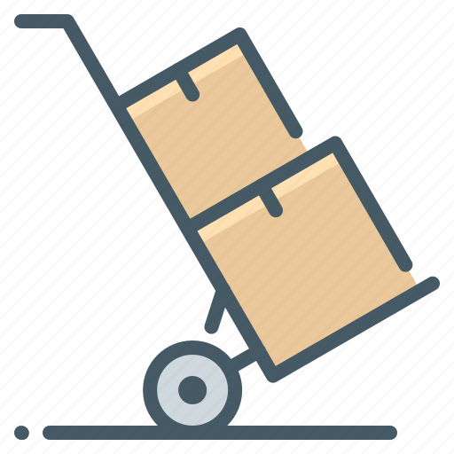 Boxes, cargo, delivery, handcart, logistics icon - Download on Iconfinder