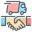 partners, handshake, transporting, truck, logistics 