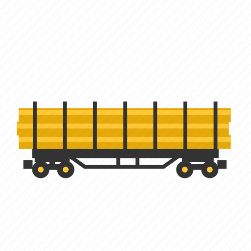 Flatcar, logs, timber, train, transport, wood icon - Download on Iconfinder