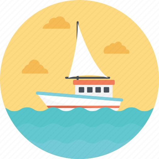 Delivery by ship, sailing boat, shipment, shipping, small ship icon - Download on Iconfinder