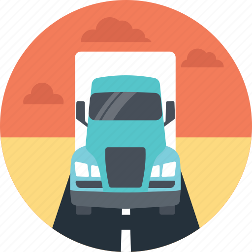 Blue truck, delivery vehicle, land route, truck delivery, truck on road icon - Download on Iconfinder