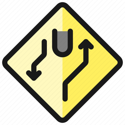Divided, highway, road, sign, ahead icon - Download on Iconfinder