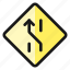 road, sign, lane, crossing, left 