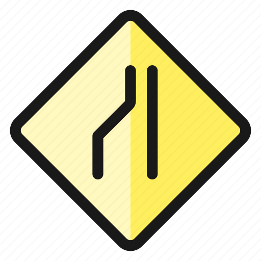 Road, sign, lane, narrowing, left icon - Download on Iconfinder
