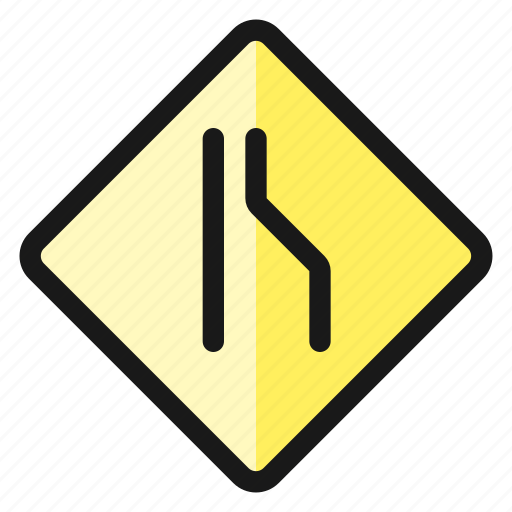 Road, sign, lane, narrowing, right icon - Download on Iconfinder