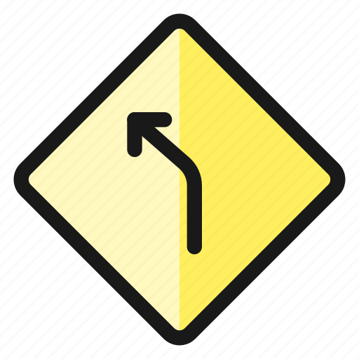 Road, sign, left, curve, ahead icon - Download on Iconfinder