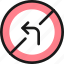 road, sign, no, left, turn 