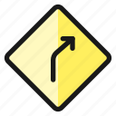 road, sign, right, curve, ahead