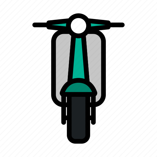 Scooter, transportation, delivery, motorbike, lineart, transport, front icon - Download on Iconfinder