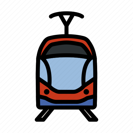 Tram, electric, transportation, transport, lineart, train, railway icon - Download on Iconfinder