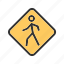 pedestrian, person, road, sign, street, traffic, transportation 
