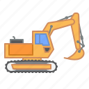 excavator, machinery, construction, heavy