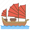 ship, chinese, boat, junk