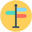 direction arrows, direction post, finger post, guidepost, signpost