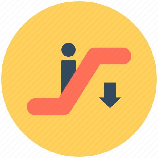 Downstairs, escalator, moving stairs, staircase, staircase elevator icon - Download on Iconfinder