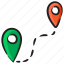 location marker, location pointer, map location, map locator, map pin, route 