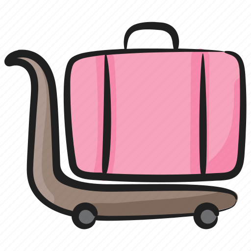 Airport trolley, hand cart, luggage cart, luggage trolley, pushcart icon - Download on Iconfinder