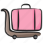airport trolley, hand cart, luggage cart, luggage trolley, pushcart 
