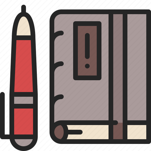 Diary, notebook, book, writing, pen, note, lifestyle icon - Download on Iconfinder