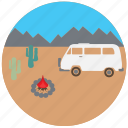 camping, car, fire, mountain, travel, traveling, van 