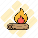 bonfire, campfire, fire, flame, wood, log, outdoor