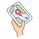 gps, hand, telephone, mobilephone, map, navigation, location