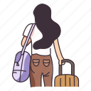 woman, luggage, vacation, travel, tourist, baggage, suitcase