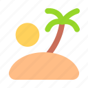 island, beach, nature, landscape, palm, tree
