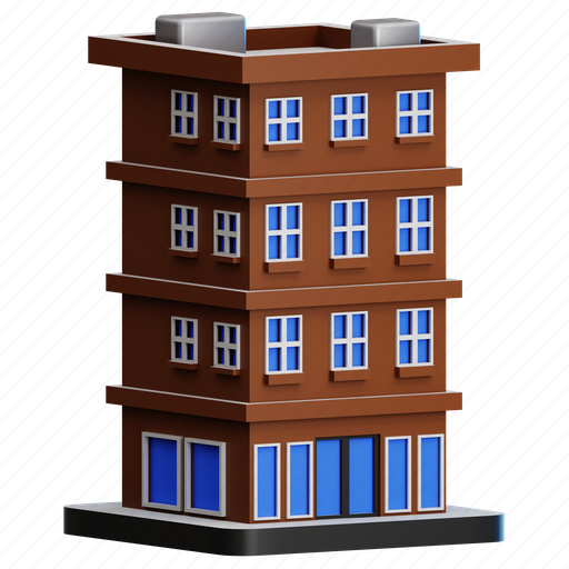 Hotel, building, holiday, accommodation, office, room, restaurant 3D illustration - Download on Iconfinder