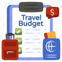 travel budget, budget plan, tour budget, budget list, checklist