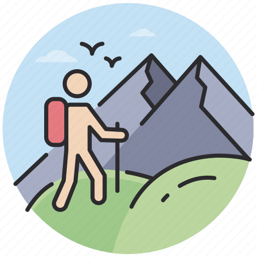 Hiking, trekking, mountaineering, adventure, journey, tourist, travel icon - Download on Iconfinder
