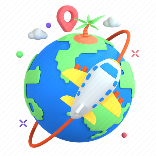 Travel, vacation, holiday, globe 3D illustration - Download on Iconfinder