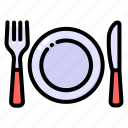 restaurant, food, plate, fork, knife