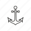 anchor, line, sea, ship, thin, travel 