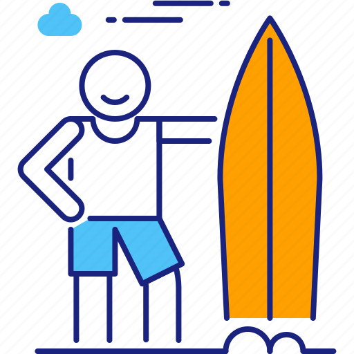 Surfer, beach, extreme, sports, summer, surfboard, surfing icon - Download on Iconfinder