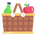 hamper, grocery, food basket, picnic basket, bucket