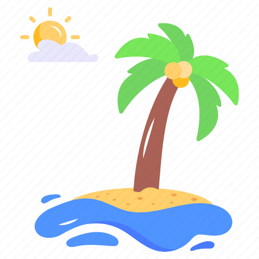 Tropical island, summer vacation, paradise, palm tree, water icon - Download on Iconfinder